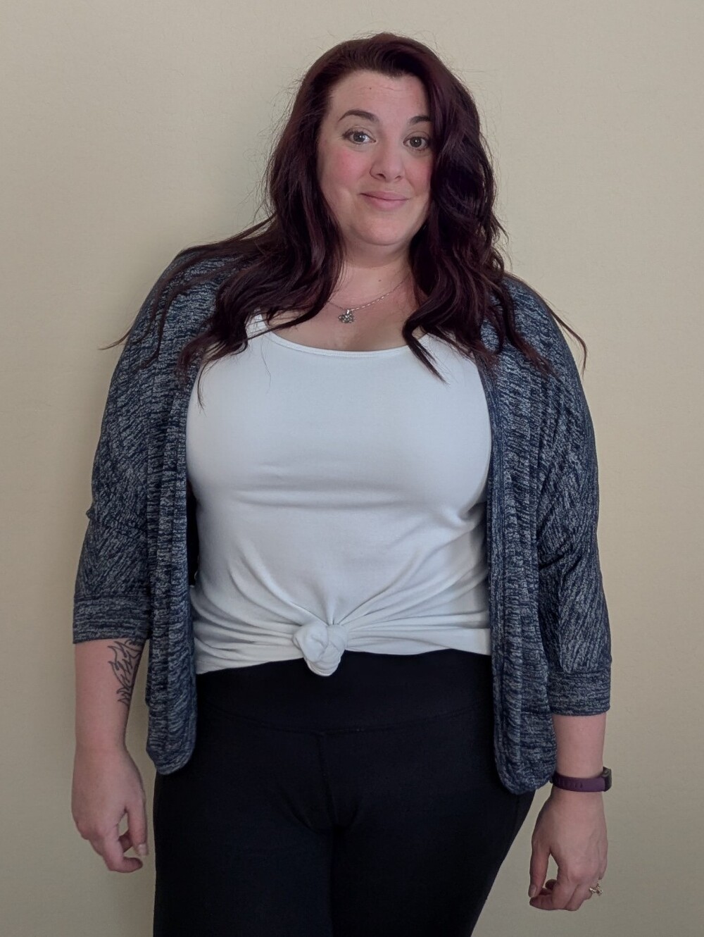 Gap Blue Space Dye Open Front Cocoon Cardigan Sweater